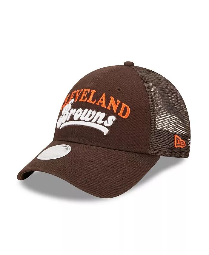 

Женская коричневая бейсболка Cleveland Browns Team Trucker 9FORTY Snapback New Era
