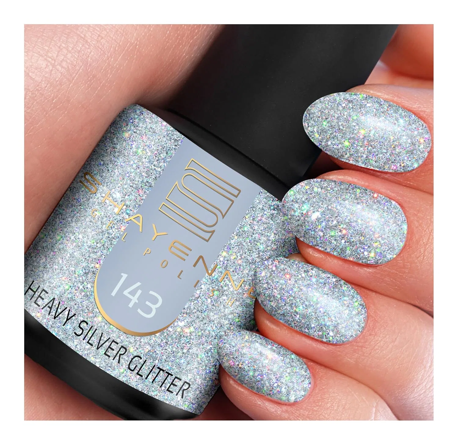 Гель-лак для ногтей SHAYENNE UV/LED, серебристый, 15 мл Shayenne, 143 Heavy Silver Glitter 15Ml