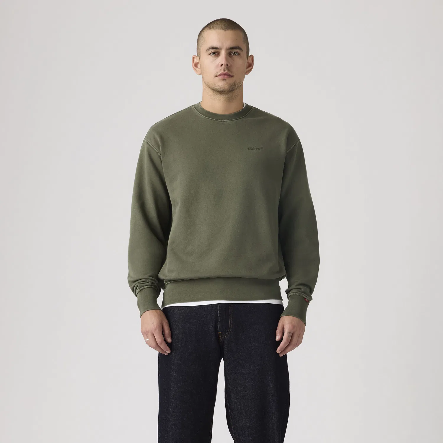 Оригинальная толстовка с круглым вырезом, окрашенная методом Garment Dye Levi's, Green — фото 3
