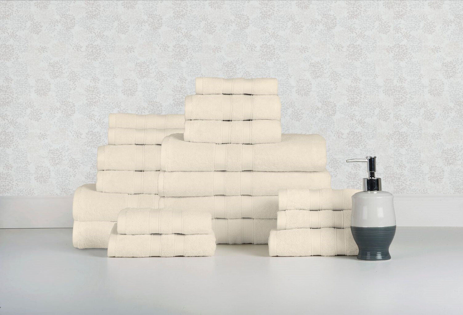 

Bibb Home Набор полотенец из египетского хлопка, 18 предметов, цвет Solid Ivory