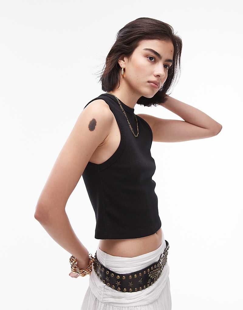 

Topshop – Короткая узкая майка черного цвета