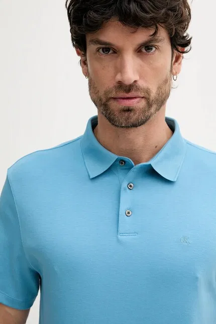 Поло из эластичного хлопка Calvin Klein, синий — фото 3