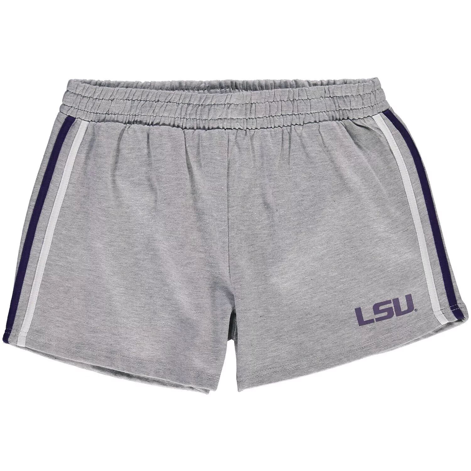 

Женские серые шорты с 2 полосками LSU Tigers большого размера с принтом