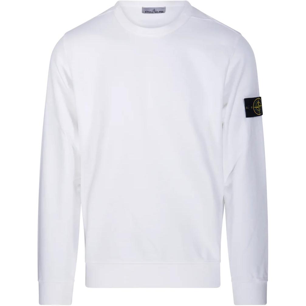 

Флисовый джемпер с круглым вырезом, окрашенный в готовом виде STONE ISLAND, белый