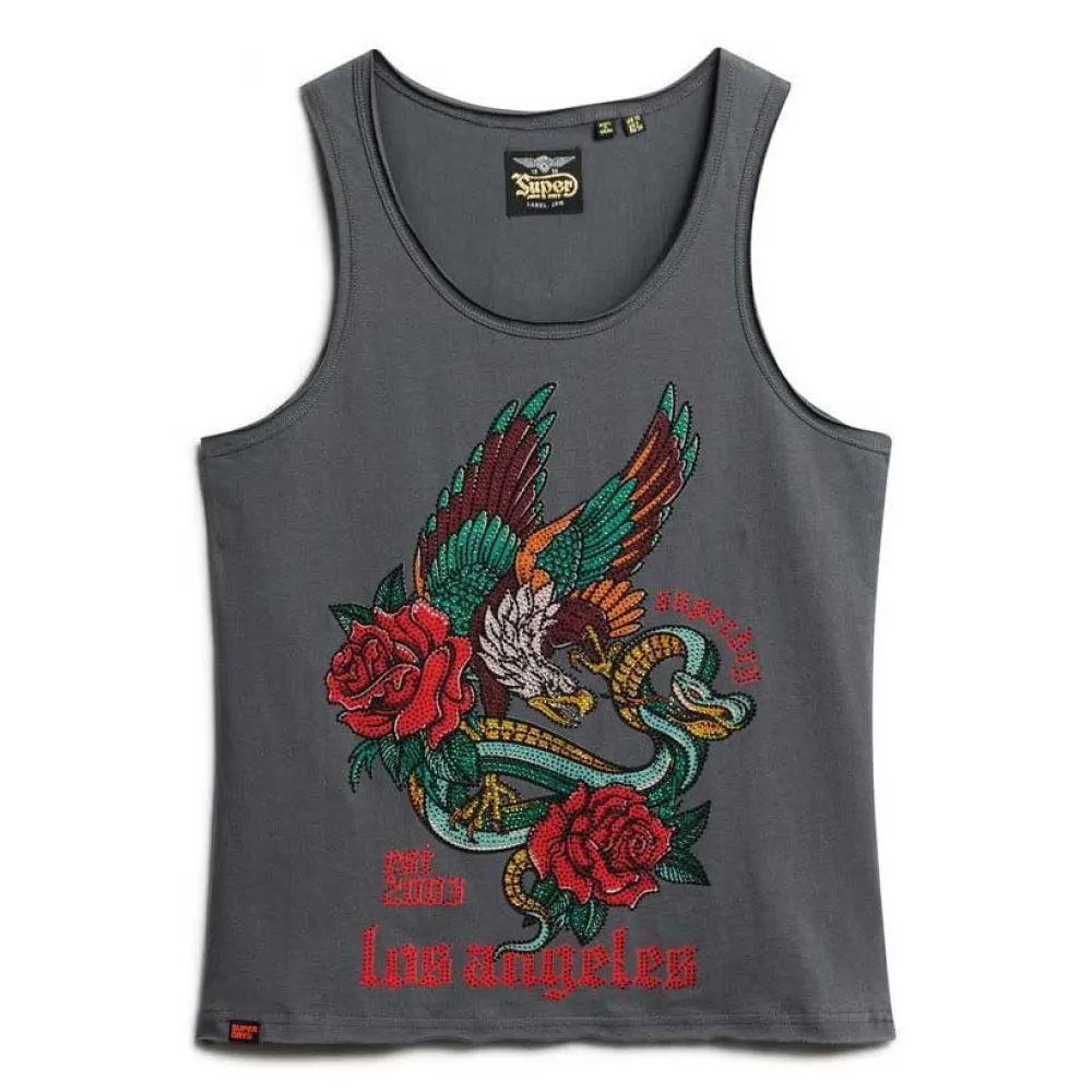 

Футболка без рукавов Superdry Neo Trad Tattoo Scoop, серый