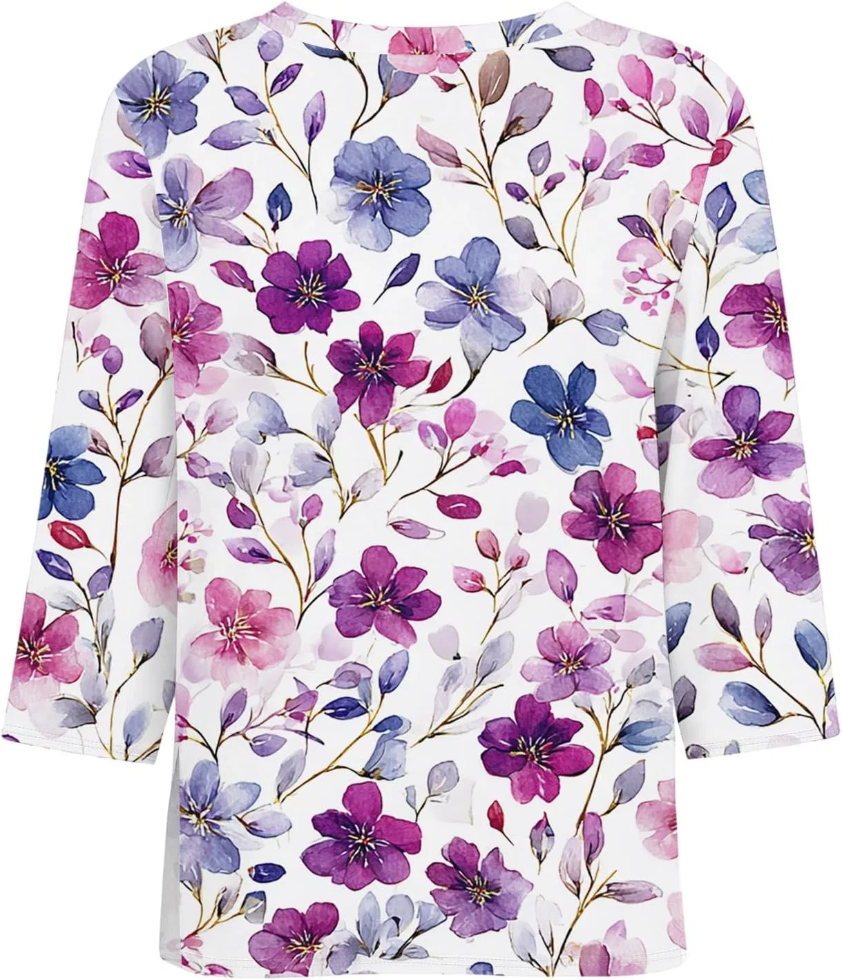 Блуза с V-образным вырезом, 3/4 рукав, женская, B289-purple Pink — фото 3