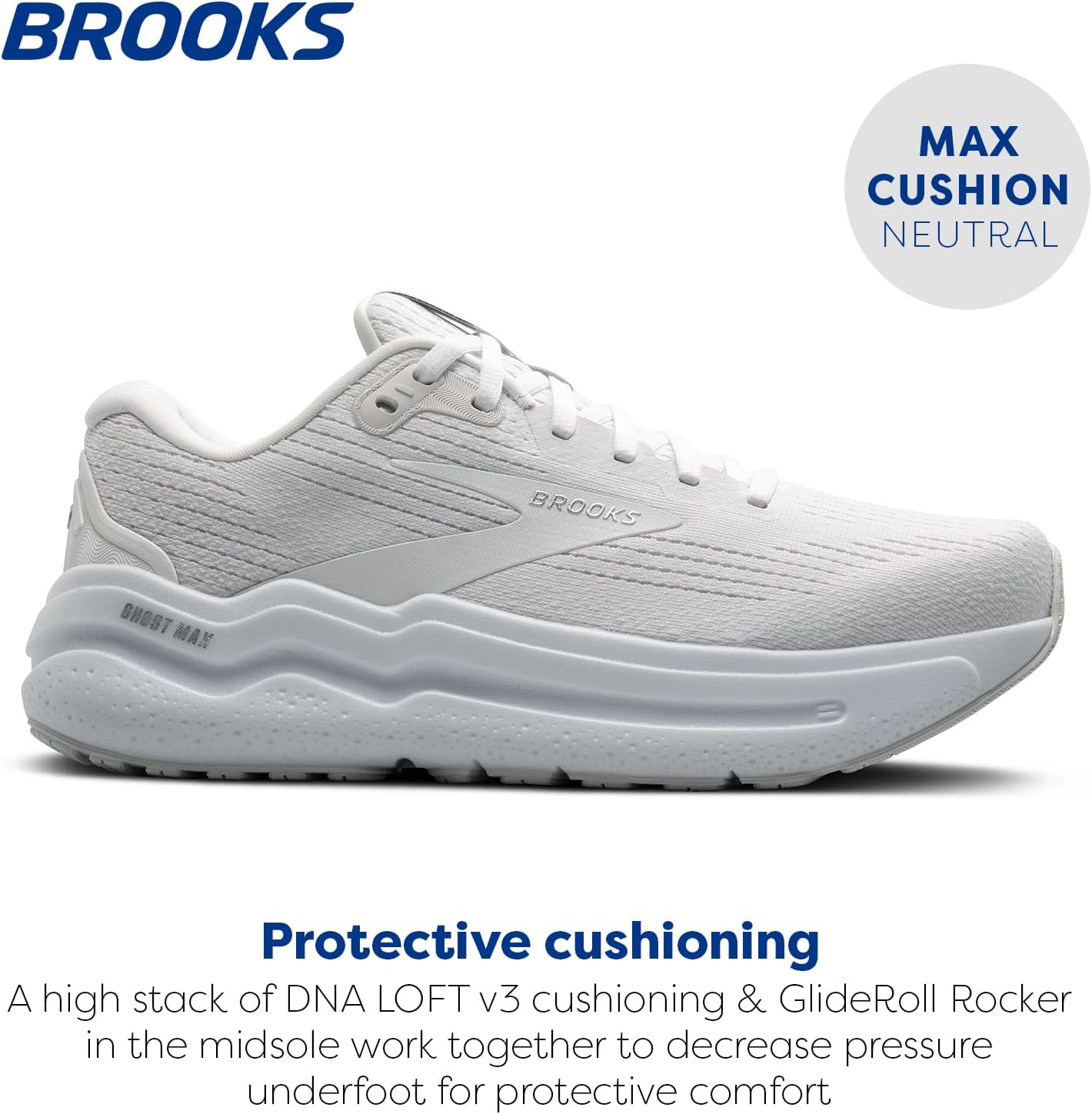 Мужские кроссовки Brooks Ghost Max 2 для бега и ходьбы, белый — фото 2