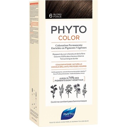 

Перманентная краска для волос оттенок 6 Темно-русый, Phyto