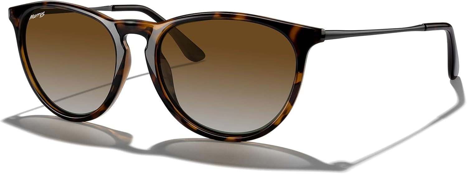 

Винтажные поляризованные солнцезащитные очки MERRY'S для женщин и мужчин, ретро-стиль, круглые зеркальные линзы, защита от ультрафиолета UV400, Leopard Frame/Brown Gradient Lens/Grey Legs