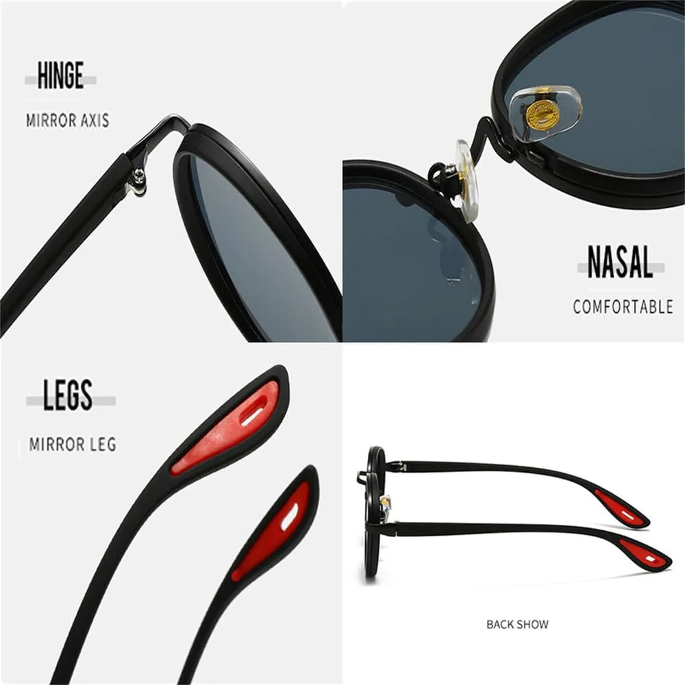 

Модные круглые солнцезащитные очки для женщин и мужчин, сверхлегкая металлическая оправа TR, защита от ультрафиолета при вождении на открытом воздухе KTUCN, Gold Grey