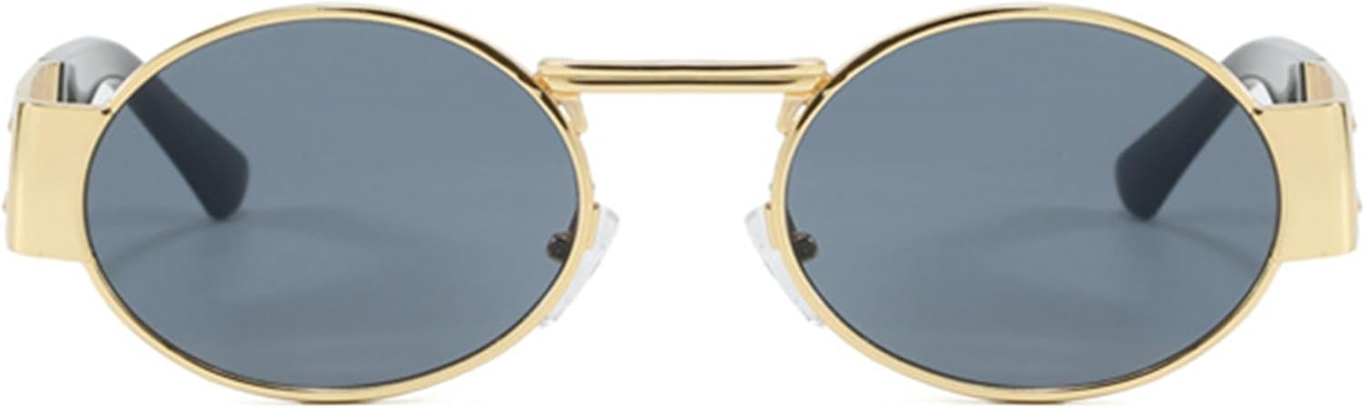 

bullabulling Модные панк-солнцезащитные очки, маленькие овальные женские солнцезащитные очки, дизайнерские винтажные мужские солнцезащитные очки, солнцезащитные очки UV400, Gold