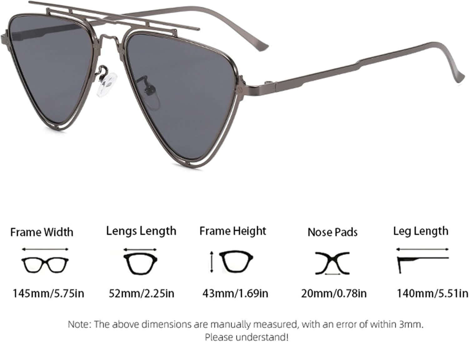 

bullabulling Винтажные футуристические треугольные солнцезащитные очки с двойной перемычкой и металлической оправой, мужские, пилотные, с градиентным переходом, женские, для активного отдыха, C2