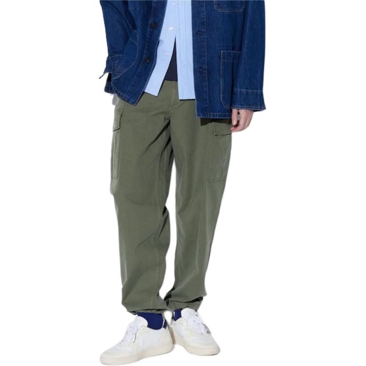 Повседневные брюки унисекс оливкового цвета UNIQLO, оливковый — фото 4