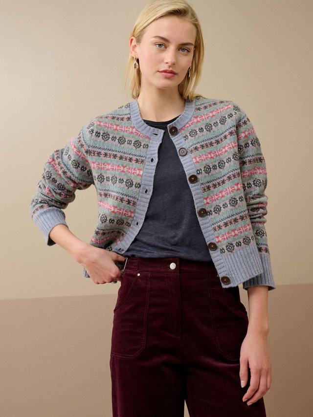 

Кардиган Fair Isle из чистой шерсти мериноса Brora, Smoke