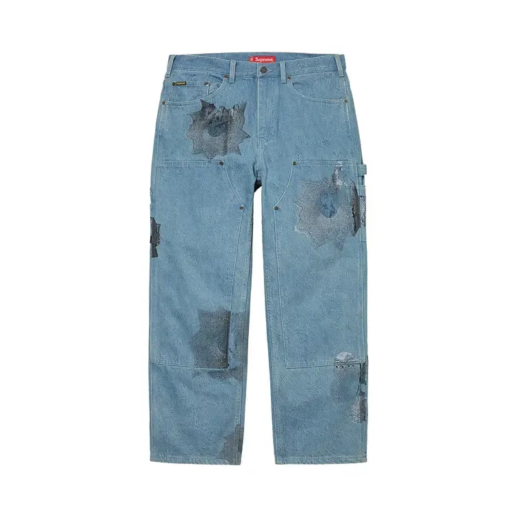 Брюки Supreme x Nate Lowman Double Knee Painter Pant 'Denim', синий