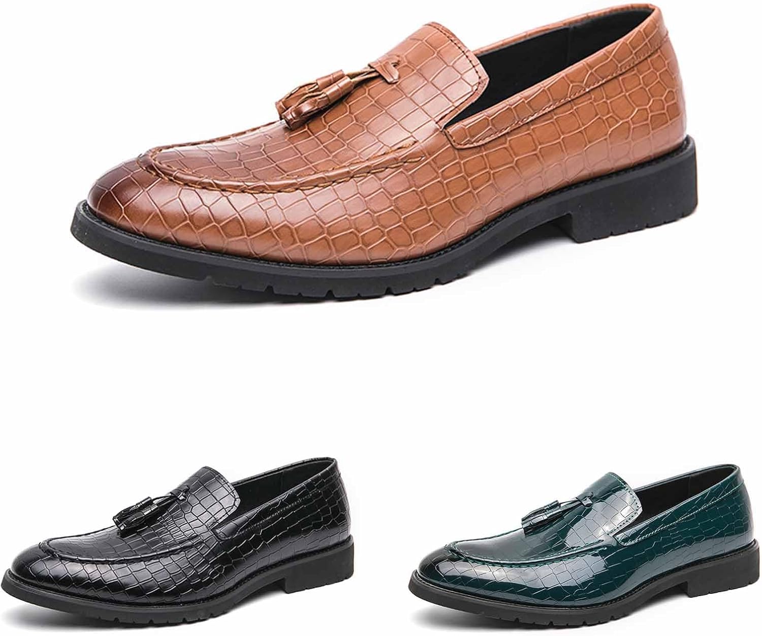 

Мужские классические оксфорды с принтом, модные туфли-лоферы с кисточками и заостренным носком, удобные нескользящие свадебные/вечерние туфли для жениха Difaback, коричневый