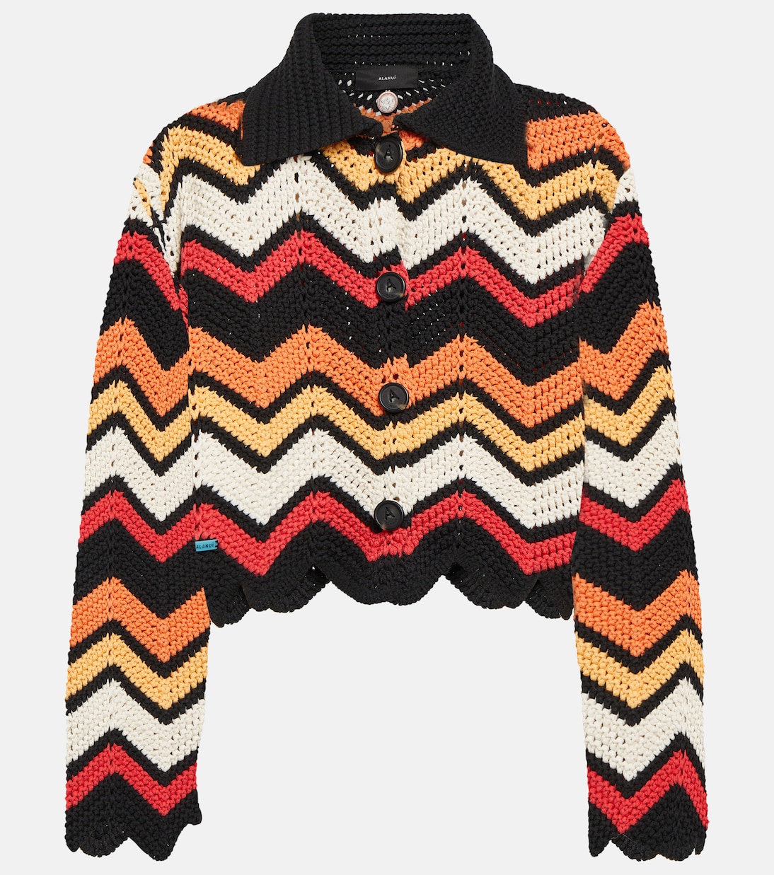 

Кардиган из хлопковой смеси с калейдоскопическим узором шеврон Alanui, Black Mult