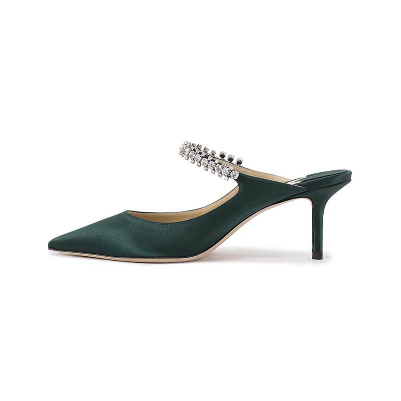 Jimmy Choo Сандалии Bing с закрытым носком, 6,5 см, женские, темно-зеленые