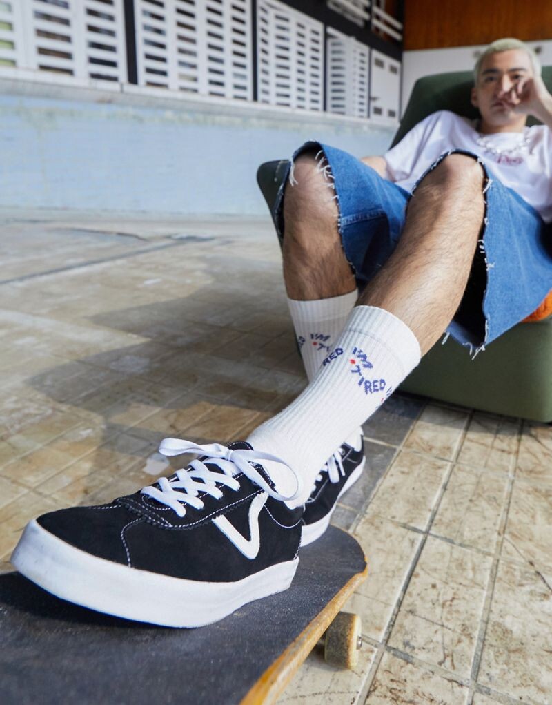 

Vans - Sport - Черные низкие кеды на белой подошве