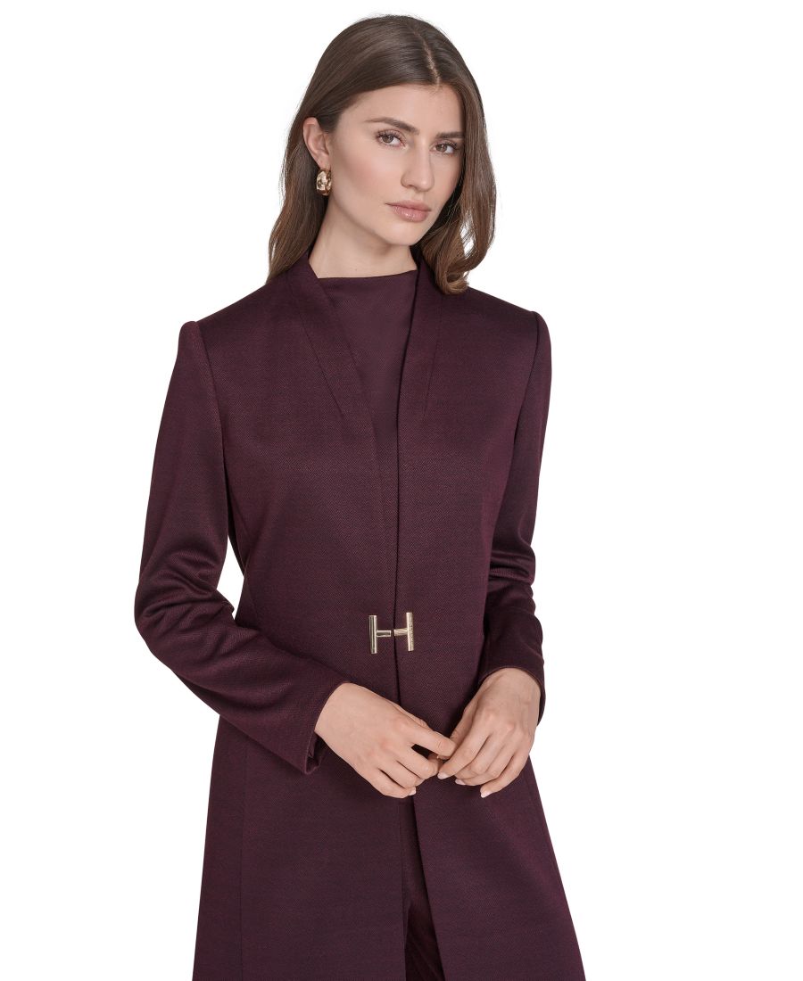 

Женское пальто без воротника на крючках и петлях Halston, Raisin