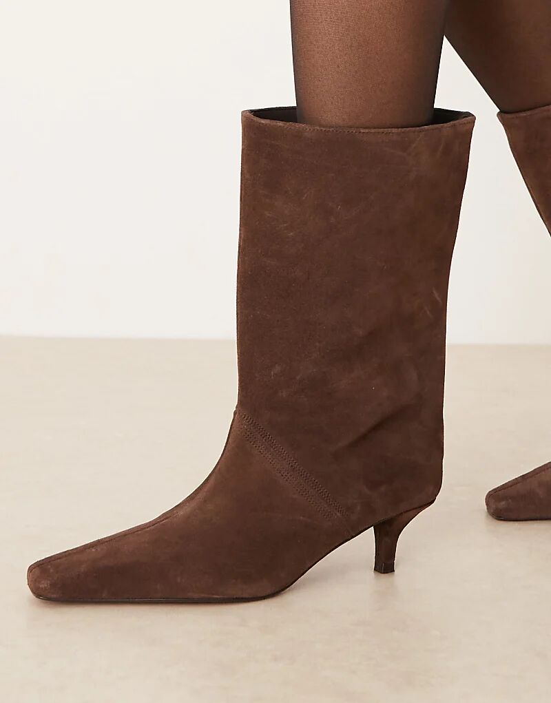 Ботинки ASOS DESIGN Calloway из высококачественной замши с широкими штанинами шоколадного цвета — фото 4