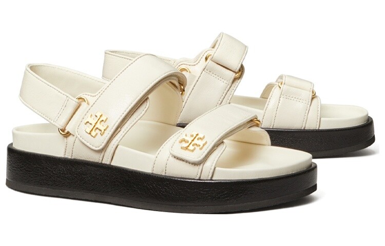 Сандалии из кожи с узором в виде двойной буквы Т Tory Burch — фото 2