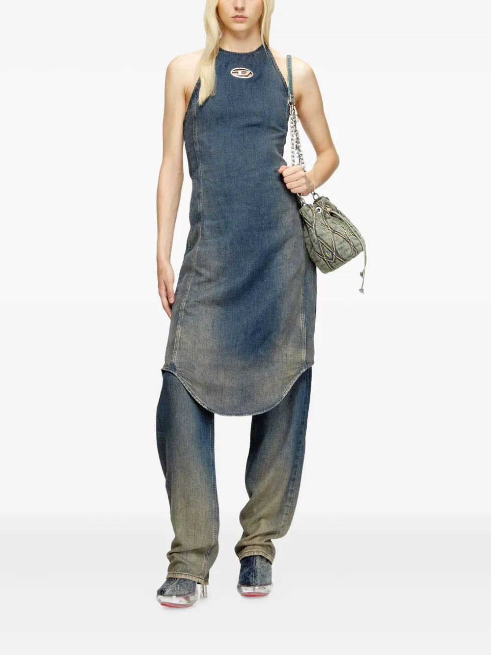 Джинсовый комбинезон Cynthia с вырезом халтер Diesel, синий — фото 2