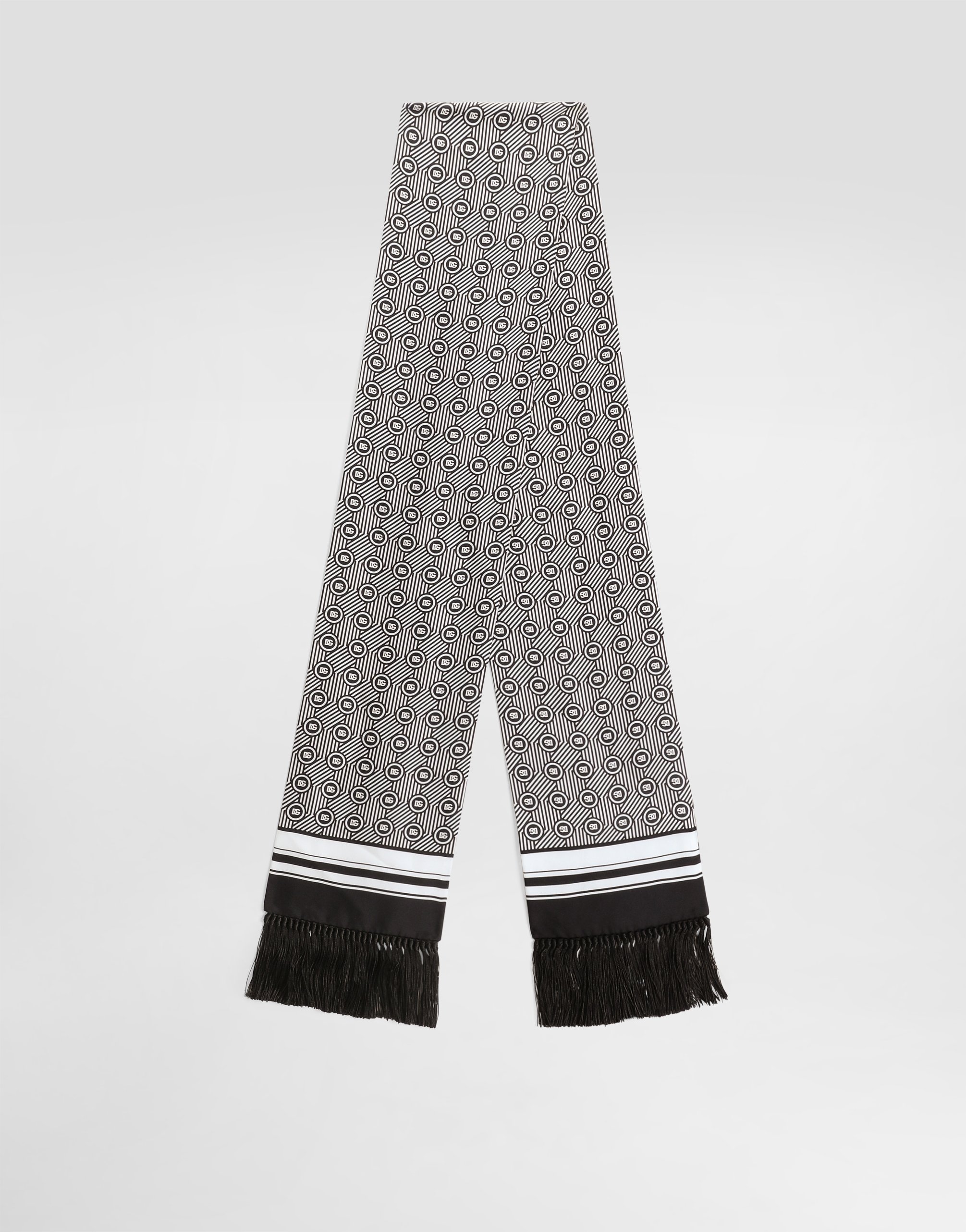 

Платок из шелкового твила с микроузором и логотипом Dolce & Gabbana, мультиколор