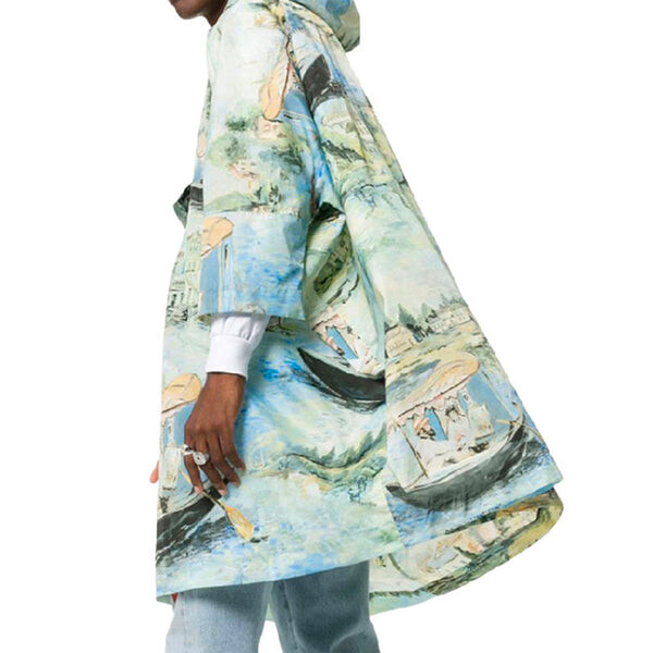Куртка men's painting pattern mid-length nylon pullover hooded loose fit green windbreaker Off-White, мультиколор — фото 4
