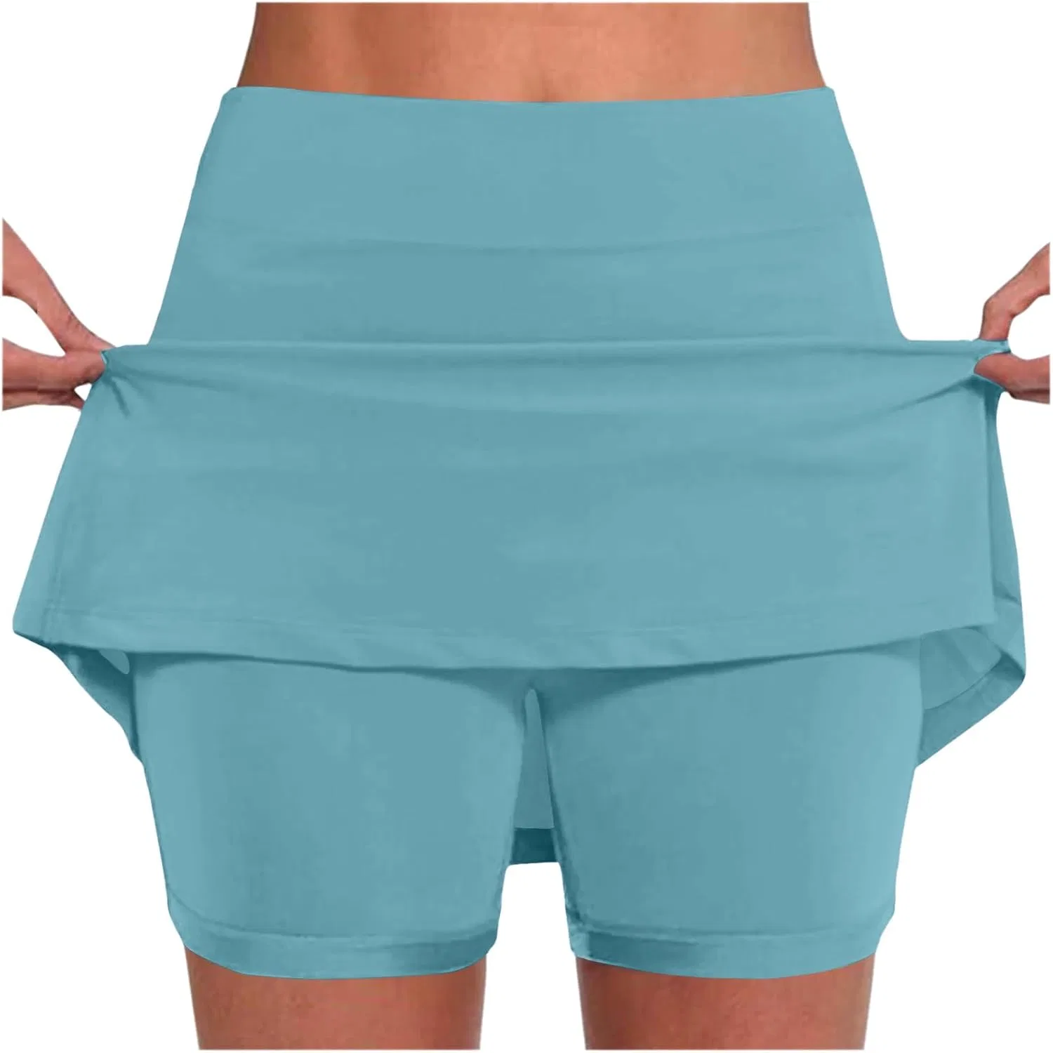 Спортивная юбка-шорты с высокой талией, Light Blue, Elastic High Waist — фото 2