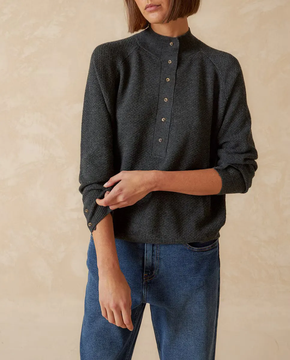 

Женский свитер Perkins с длинными рукавами и воротником-стойкой Indi & Cold, темно-серый