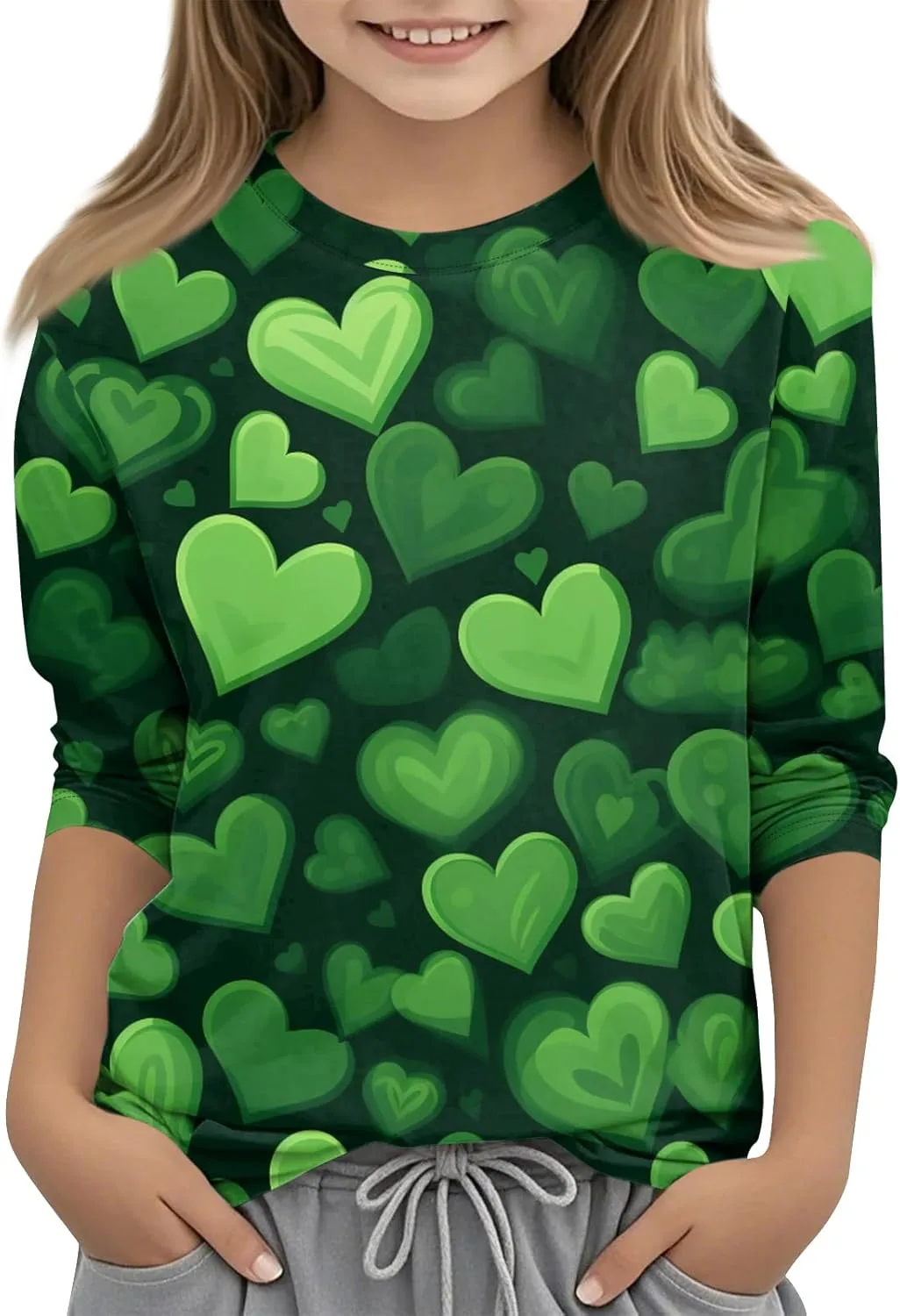 Футболка Girl’s Casual Loose Oversized с круглым вырезом и принтом St Patricks Day