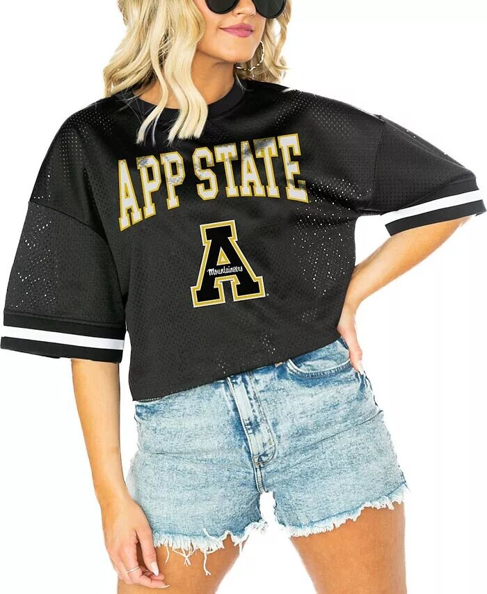 

Женская черная футболка Appalachian State Mountaineers Game Face Fashion Gameday Couture