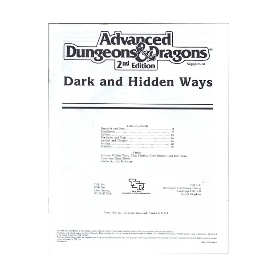 

Модуль Dark and Hidden Ways, Advanced Dungeons & Dragons (1st Edition) - Core Books, Box Sets & Miscellaneous
