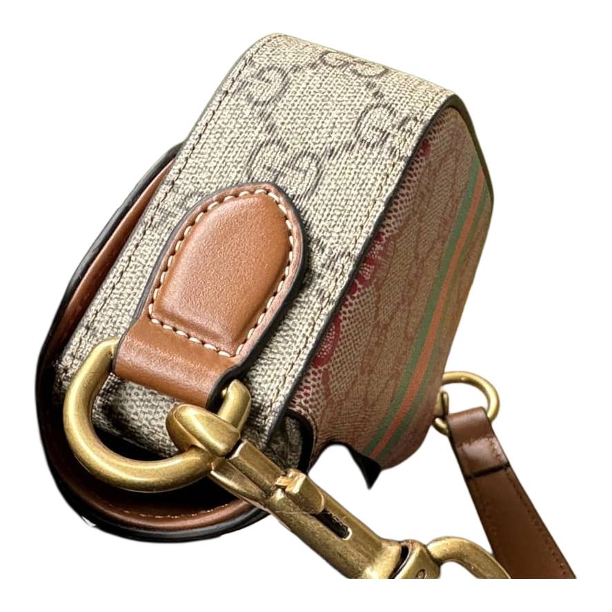 Мини-сумка GUCCI через плечо из канваса с кожаными вставками — фото 4