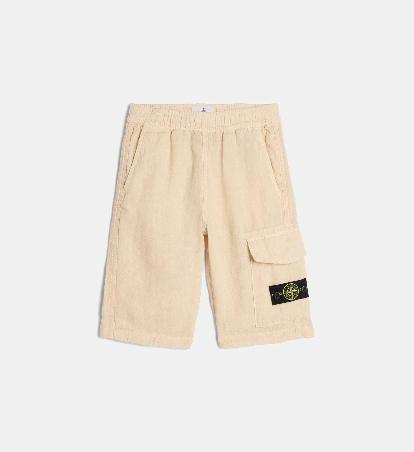 Фирменные льняные прямые шорты Stone Island, бежевый