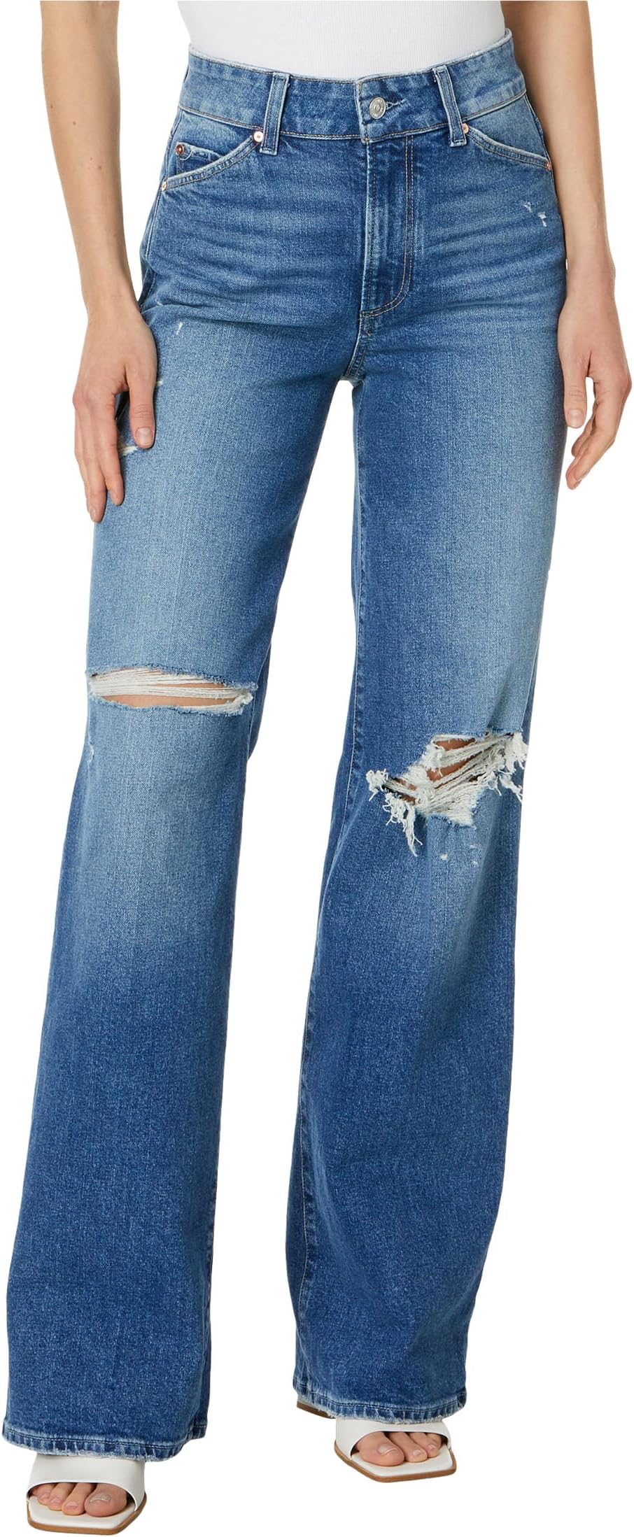 

Джинсы Paige Sasha Angled Pockets, цвет Zahara Destructed