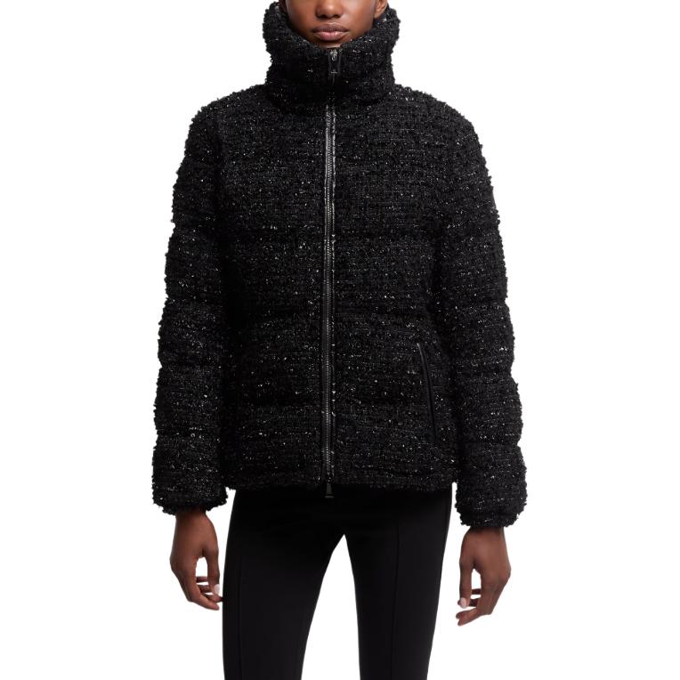 Твидовый жакет на молнии Moncler, черный — фото 4
