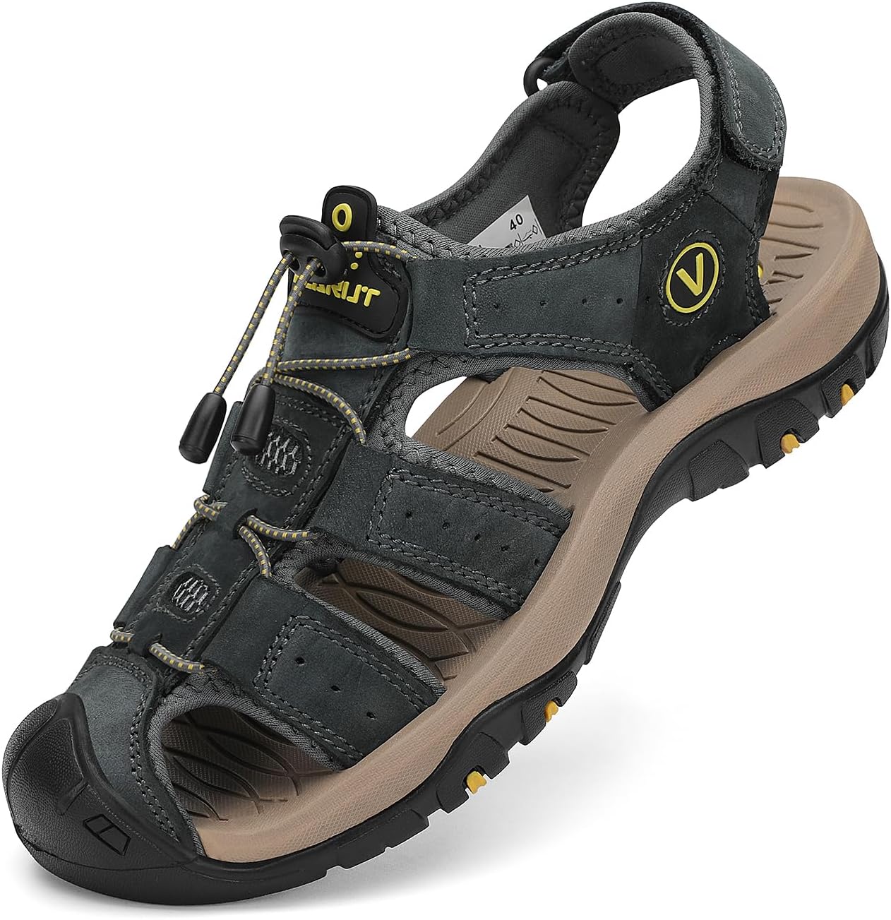 

Мужские спортивные сандалии FLARUT для активного отдыха, походов, с закрытым носком, кожаные, легкие, для прогулок по тропам, повседневные сандалии, водоотталкивающие, серый