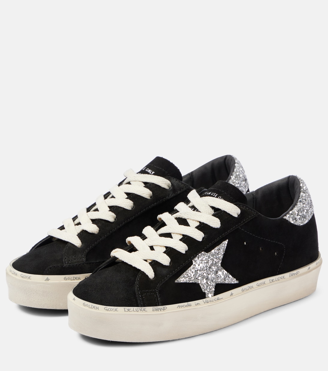 Hi Star блестящие замшевые кроссовки Golden Goose, Black/Silver — фото 4