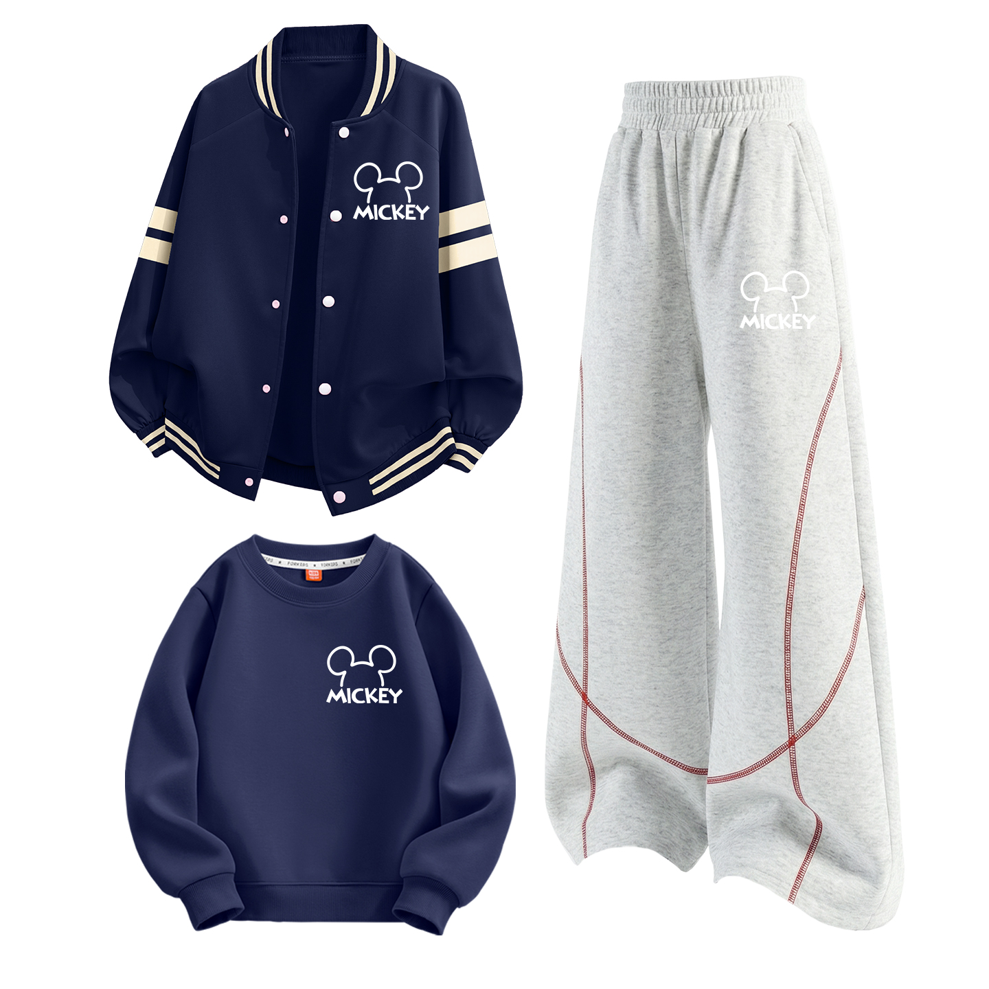 

Детская повседневная спортивная одежда с круглым вырезом Moderate Disney, di line k темно-синий+di line k белый heather серый+di line k темно-синий