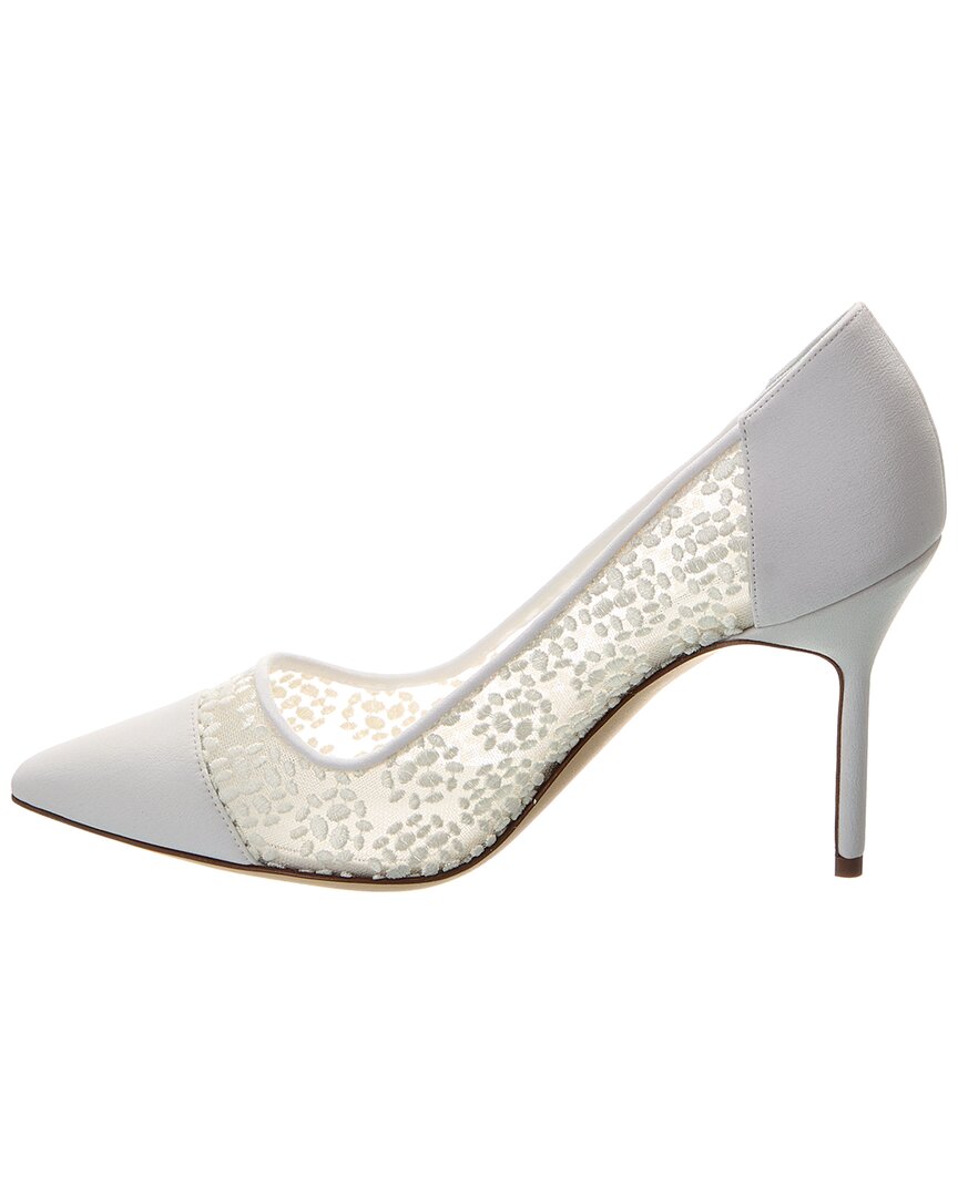 Манило Бланик Капкур 90 Туфли из канвы и кружева Manolo Blahnik, белый — фото 2
