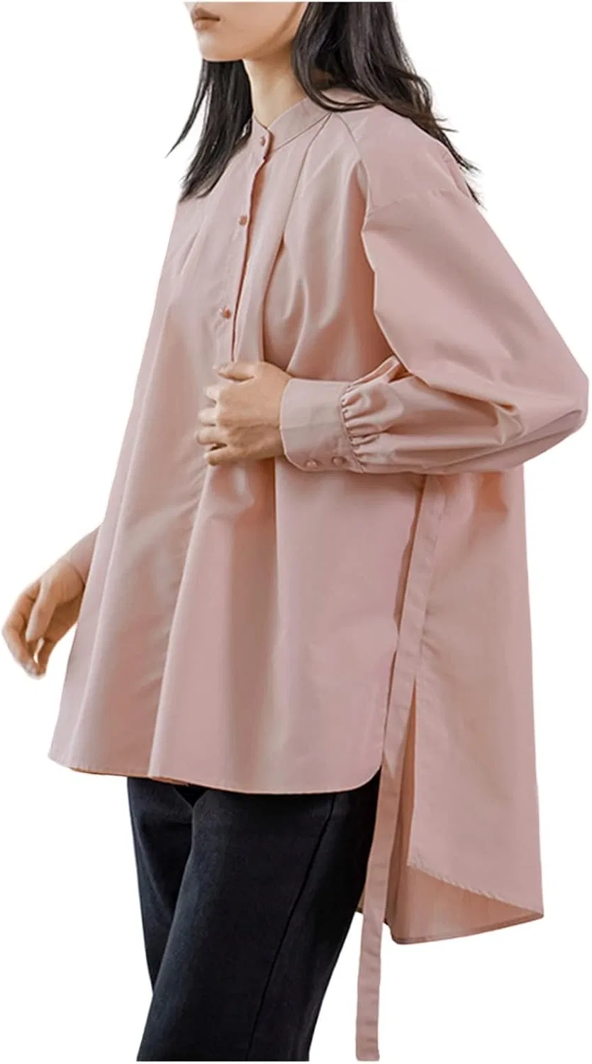 Блуза свободного кроя, Oversized, с боковым разрезом, Pink