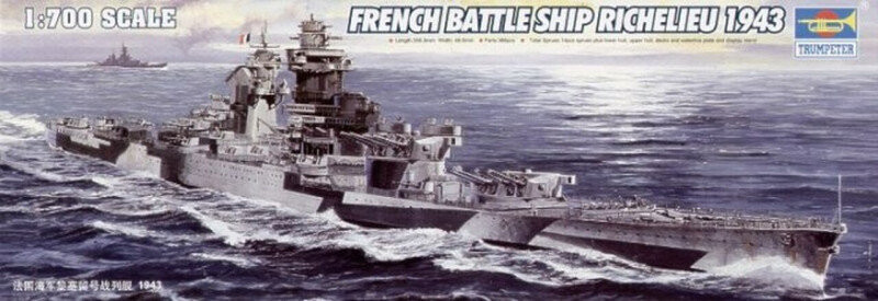 

Трубач, French Navy Richelieu 1943 1/700, Набор моделей TRUMPETER