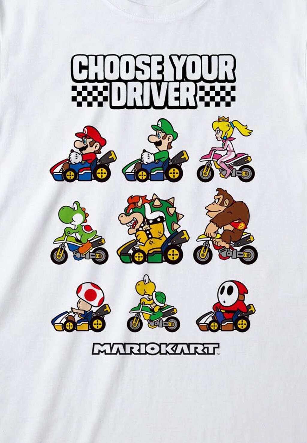 

Футболка с принтом NINTENDO SUPER MARIO KART CHOOSE YOUR DRIVER Henry Tiger, белый