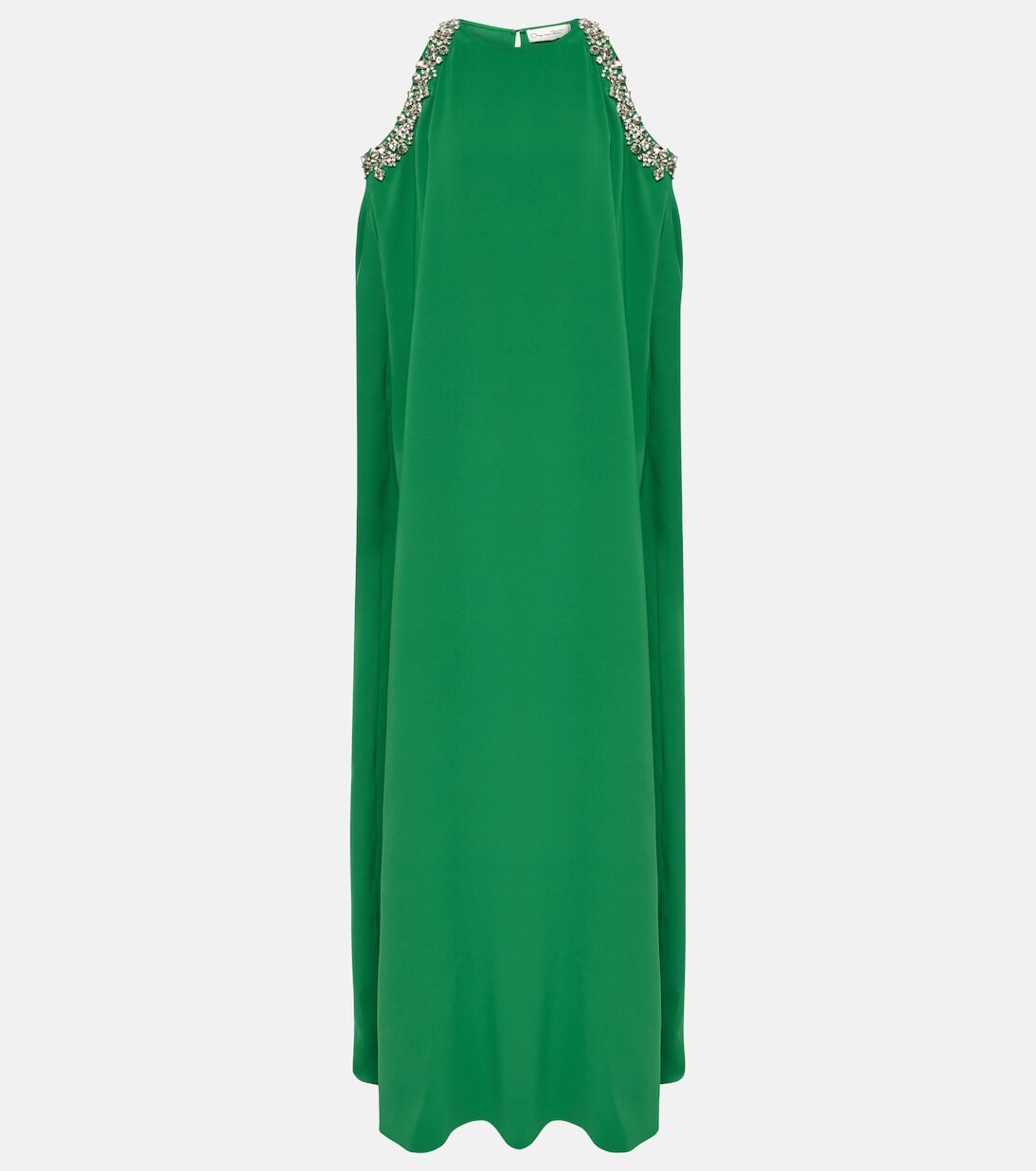 

Платье из смесового шелка, украшенное кристаллами Oscar De La Renta, зеленый