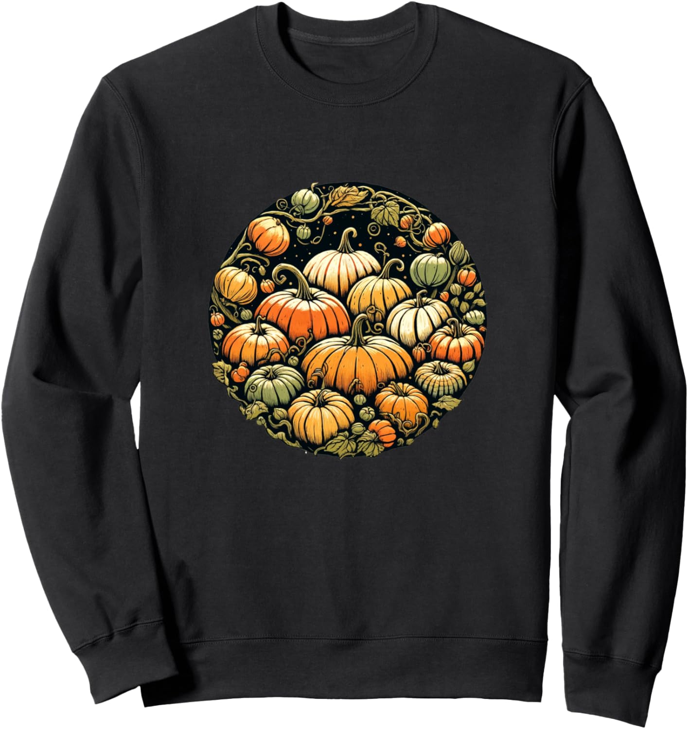 

Толстовка с рисунком тыквенной грядки на Хэллоуин Autumn Pumpkins Bubb, черный