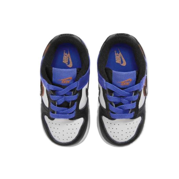 Nike Непромокаемые и дышащие низкие детские ботинки dunk slip resistant white/black/racing blue/earth crimson для малышей — фото 4