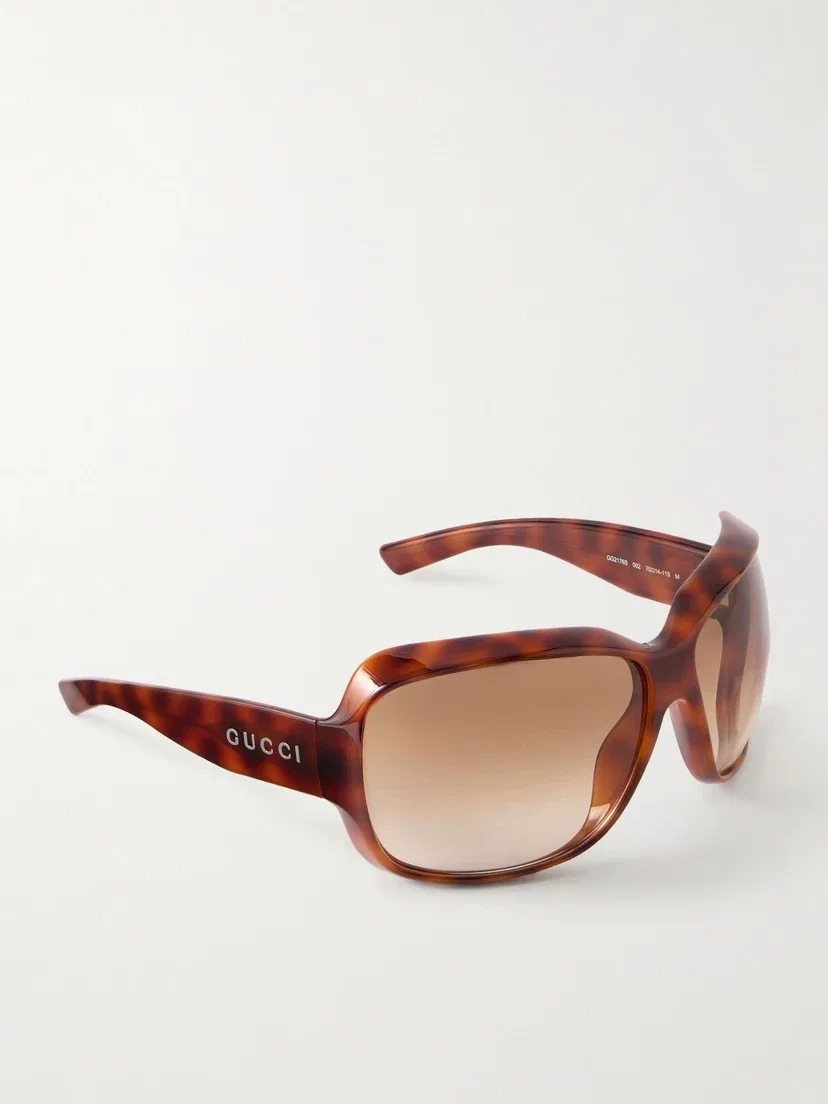Квадратные черепаховые солнцезащитные очки из ацетата Gucci Eyewear, коричневый — фото 3