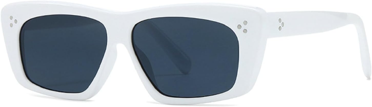 

Популярные модные квадратные женские солнцезащитные очки класса люкс в стиле ретро с заклепками, мужские солнцезащитные очки «кошачий глаз», трендовые солнцезащитные очки Melrose, White